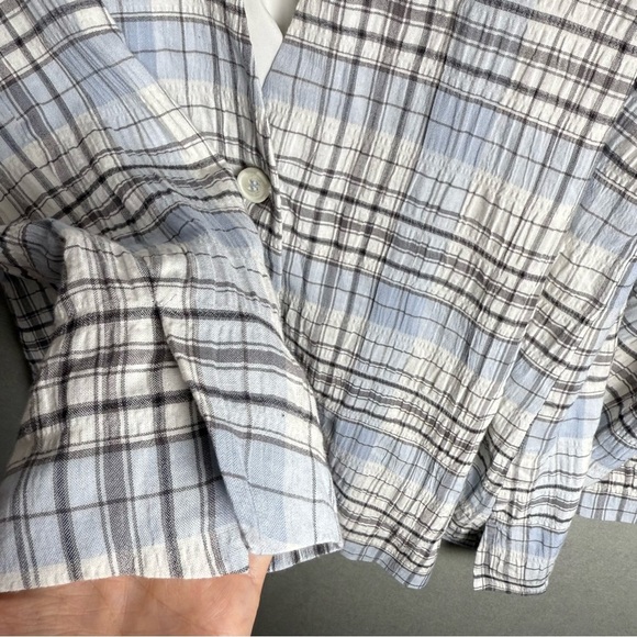 Melrose and Market Women’s Plaid Seersucker Blazer Light Blue White Size Small - Picture 5 of 10